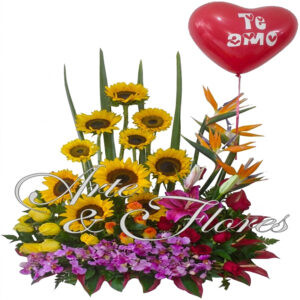 Arreglo Girasoles y Ave | Arte & Flores Cali