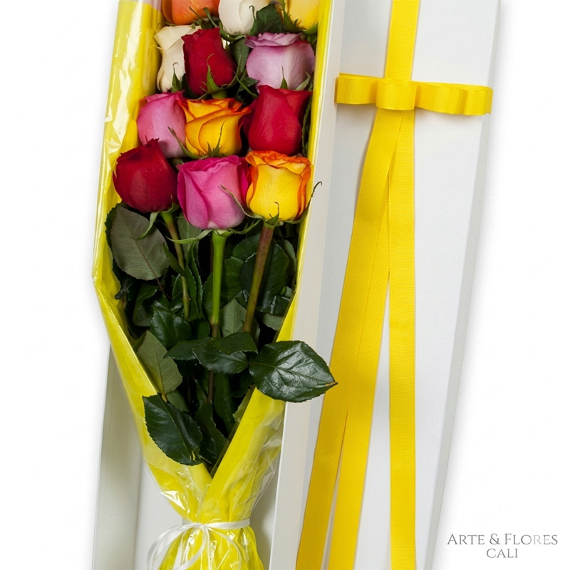 Caja de Rosas Multicolor