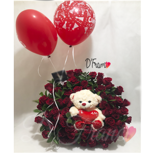 Rosas rojas con peluche cali