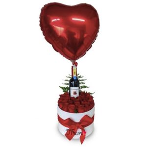 CILINDRO LOVE CON ROSAS Y VINO CALI
