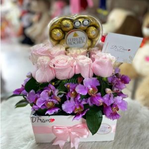 Caja de rosas y orquídeas Cali