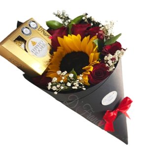 Bouquet de rosas y girasoles Cali