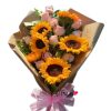 Bouquet rosas rosadas y girasoles Cali