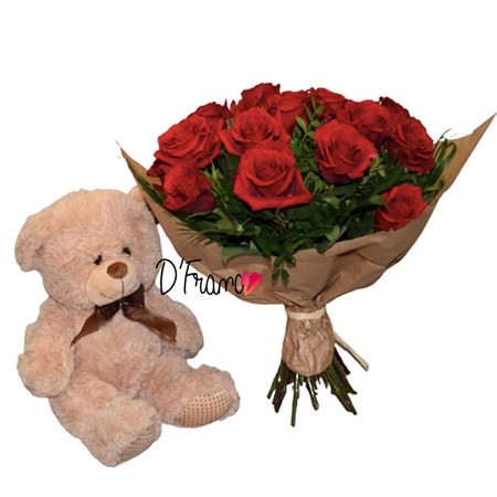 bouquet de rosas con peluche Cali
