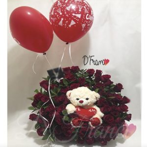 Rosas rojas con peluche Cali