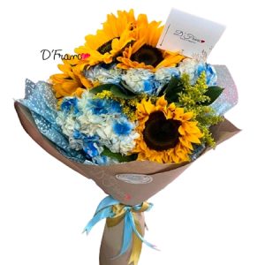 Bouquet de girasoles y hortensias