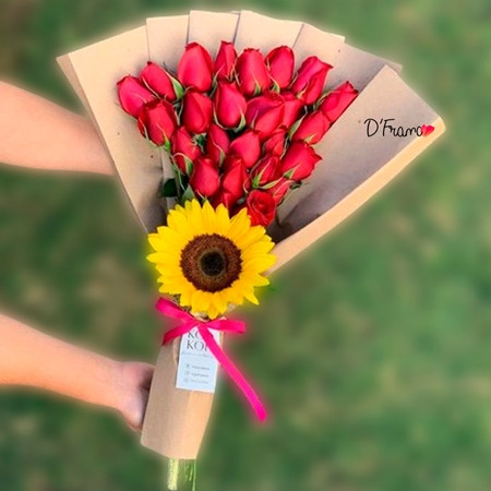 Bouquet rosas girasol