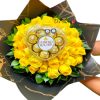 Bouquet de rosas amarillas y caja ferrero