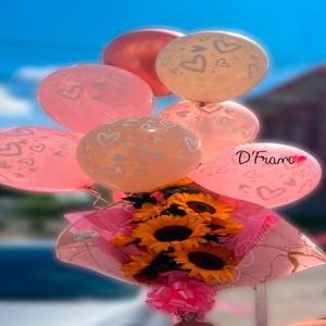 Bouquet de girasoles y globos