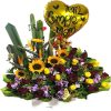 Arreglo Floral Girasoles y Rosas mamá