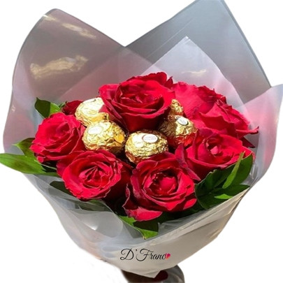 Bouquet de rosas y chocolates Cali