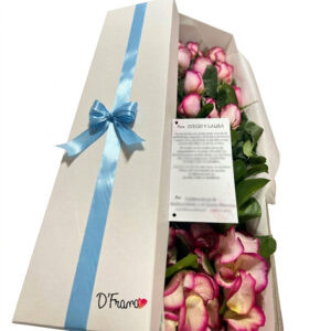 Caja de Rosas Y Decoración Azul en Cali | Arte y Flores