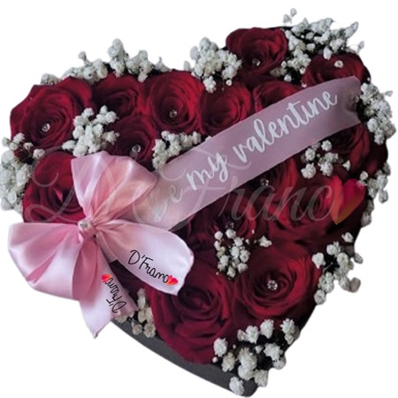 caja de rosas en corazón lindo Cali