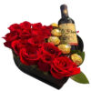 Arreglo de Rosas con Vino