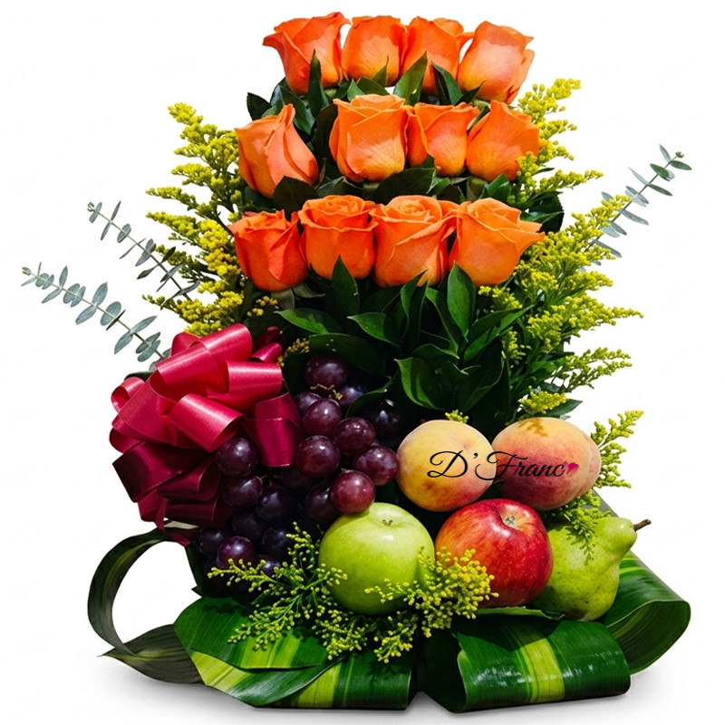 Arreglo Frutal Con Rosas