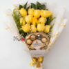 Envia un ramo de rosas amarillas frescas con chocolates Ferrero Rocher. El regalo perfecto para expresar alegría, éxito y cariño. ¡Domicilio rápido!